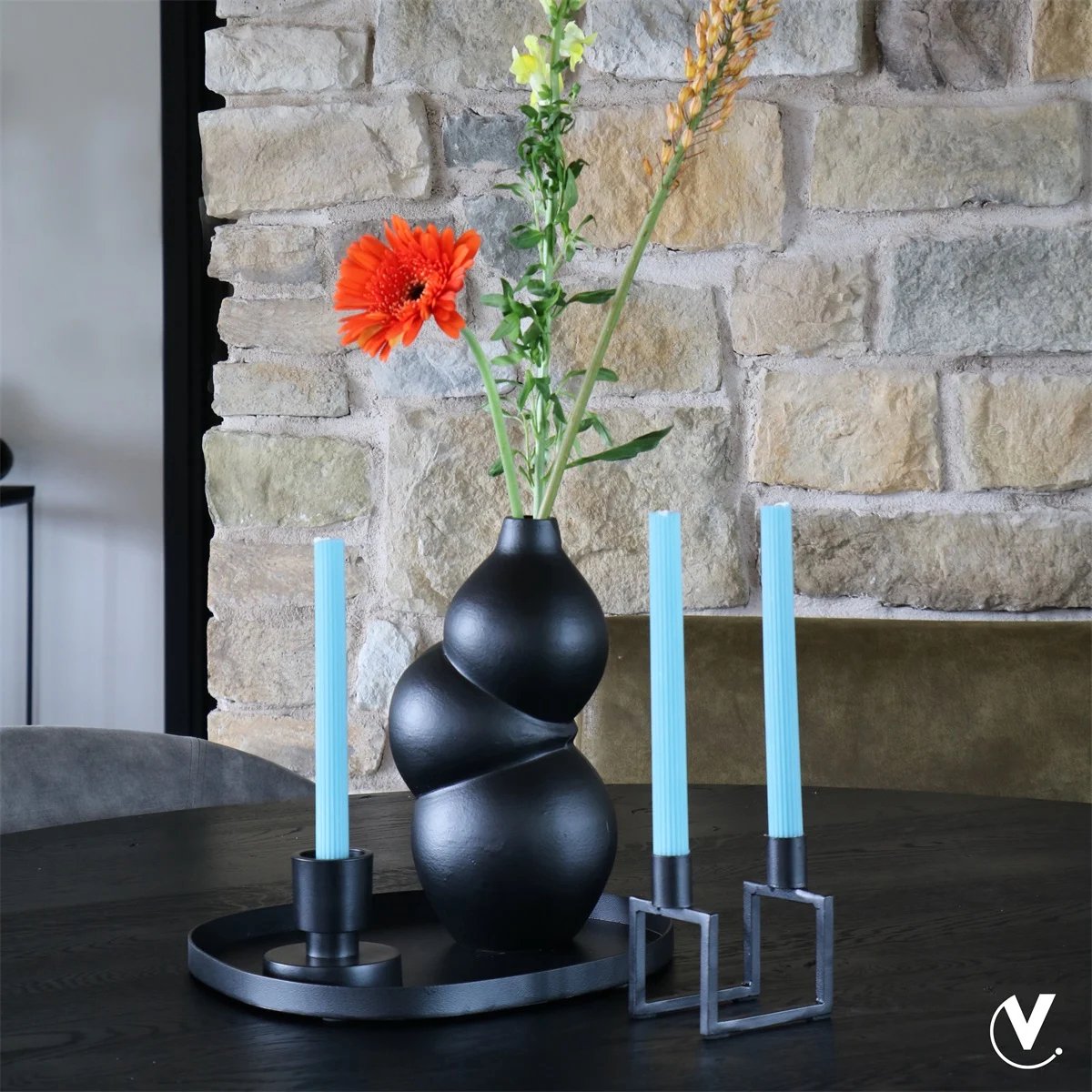 Vase The World Vaas Barbosa | Zwart | Bolvormig | Metaal | L10 x B14 x H30 cm