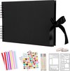 Plakboek - Inclusief Accessoires - Scrapbook - Handig Universeel Formaat - Plak tot wel 160 Foto's - Fotoboek - Met Stickers, Pennen en Meer - Zwart - van Saaf