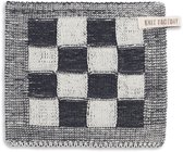 Knit Factory Gebreide Pannenlap Block - Pannenlappen gemaakt van 50% katoen & 50% acryl - Blokken motief - Traditionele look - 1 stuk - Ecru/Antraciet - Grijs - 23x23 cm