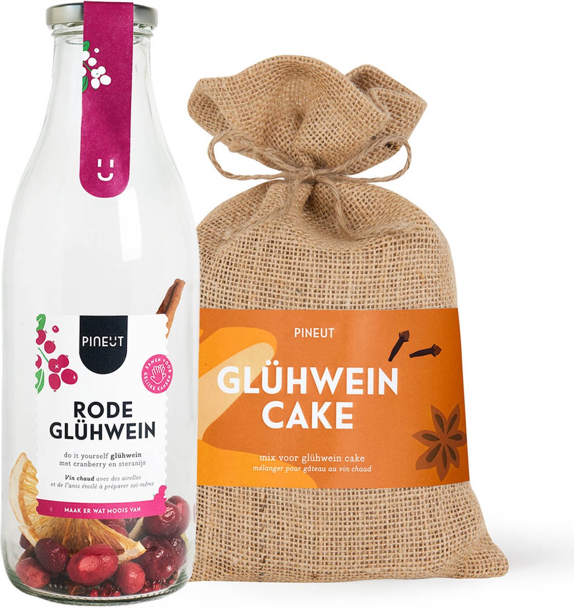 Pineut ® Glühwein & Cake Geschenkset - Winterklassieker - Smaakvol Cadeau - Mix, Bak & Geniet - Maak het Lekker Zelf