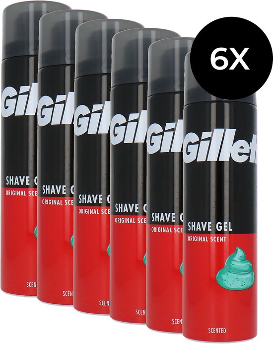 6x Gel de rasage Gillette - Regular 200 ml