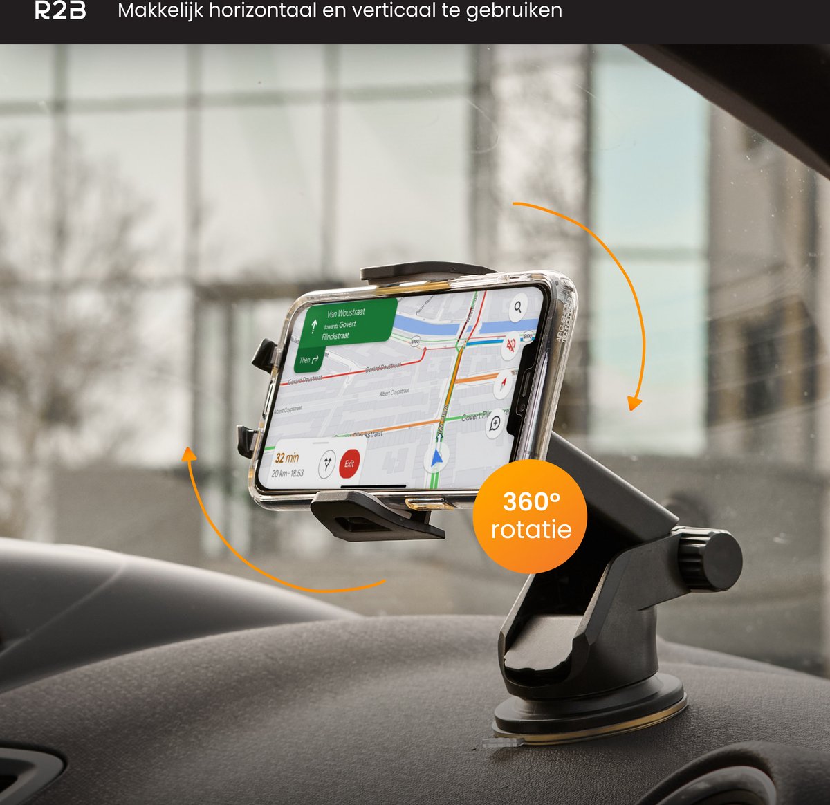 R2B Telefoonhouders Auto Zuignap - Raam/Dashboard/Ventilatie - Telefoonhouder Auto - Gsm Houder Auto - Autohouder - Mobiel Houder Auto - Telefoon Houder - Auto Telefoonhouder - Phone Holder Car – foto 4