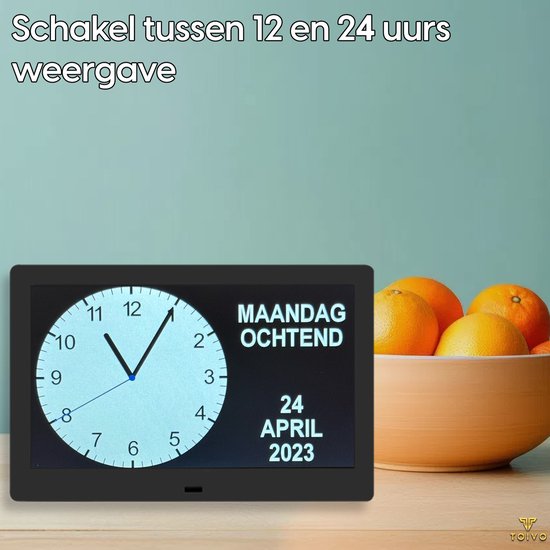 Lemnoi 7 Zoll Digitaler Kalender,Seniorenuhr mit Datum und Wochentag,Wanduhr für Demenzkranke mit Temperatur,15 Wecker&Erinnerung an Medikamente (weiß