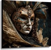 Canvas - Masker - Carnaval - Kleuren - Gezicht - 100x100 cm Foto op Canvas Schilderij (Wanddecoratie op Canvas)