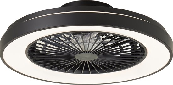 Brilliant lampe Mazzaro plafonnier 48,5cm avec ventilateur métal noir/bambou noir 40 W LED intégré