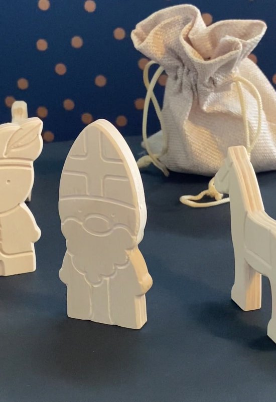 Cadeaux uniques de chaussures Sinterklaas en bois : Set de 8 !