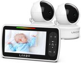Lakoo® BabyGuard HD PRO - baby monitor - Babyfoon met Camera - 1080p Full HD Nachtzicht - Bewegingsdetectie - Terugspreekfunctie - Slaapmuziek, Draaibaar - 2 Pack