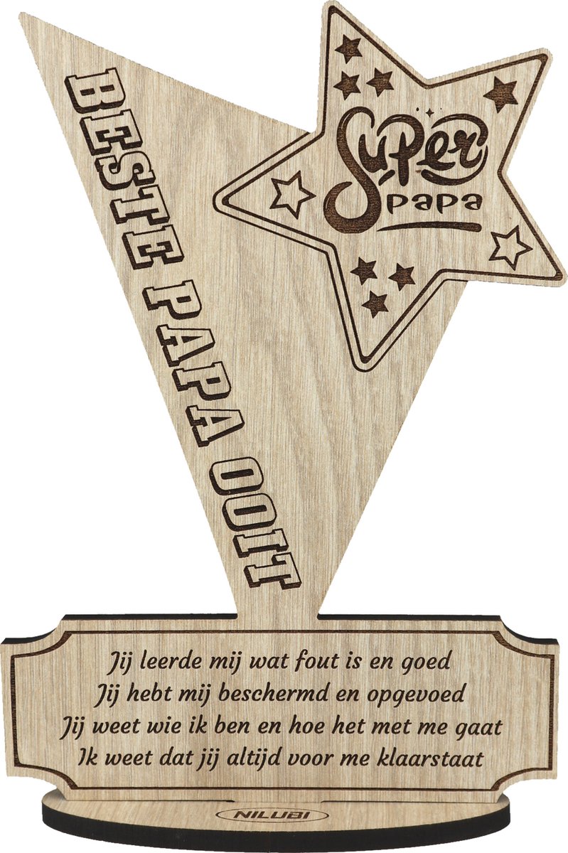 Cadeau Papa | Houten Wenskaart Vader | Geschenk Vaderdag, Kerstmis, Sinterklaas, Verjaardag | Liefste Vake | 17.5 x 25 cm