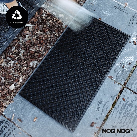 Tapis multifonctionnel - paillasson - tapis d'entrée | Dedans dehors | Antidérapant | 39x69 cm | Noir | Respectueux de l'environnement