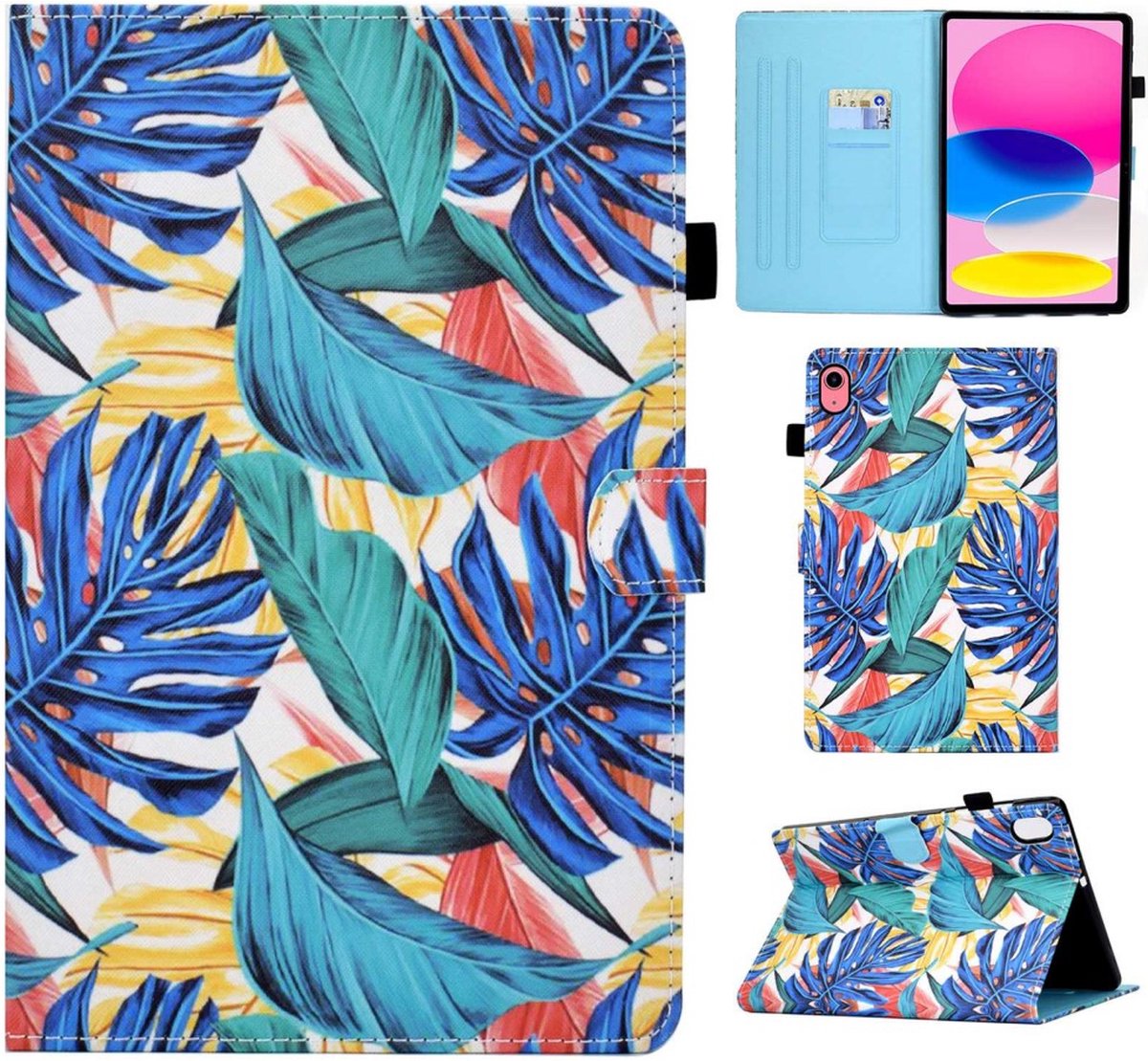 Peachy Tropical Bookcase kunstleer hoes geschikt voor iPad 10e gen 10.9 inch 2022 - blauw