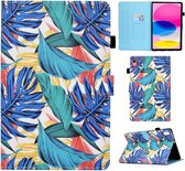 Peachy Tropical Bookcase kunstleer hoes voor iPad 10e gen 10.9 inch 2022 - blauw