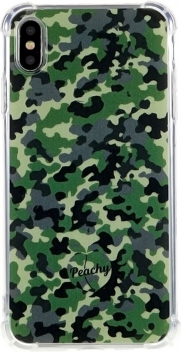 Peachy Leger Camouflage Survivor TPU hoesje geschikt voor iPhone XS Max - Army Groen