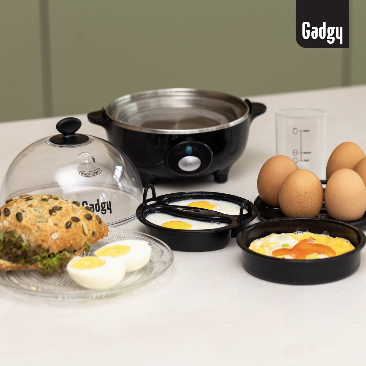 Gadgy Eierkoker Elektrisch - 7 Eieren – Koken, Pocheren, Roerei, Omelet – Vaatwasbestendig - Eikoker — cadeau in Eten & Drinken - foto 7