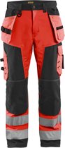 Blåkläder 1567-2517 Pantalon softshell haute visibilité classe 2 rouge / Zwart taille 44