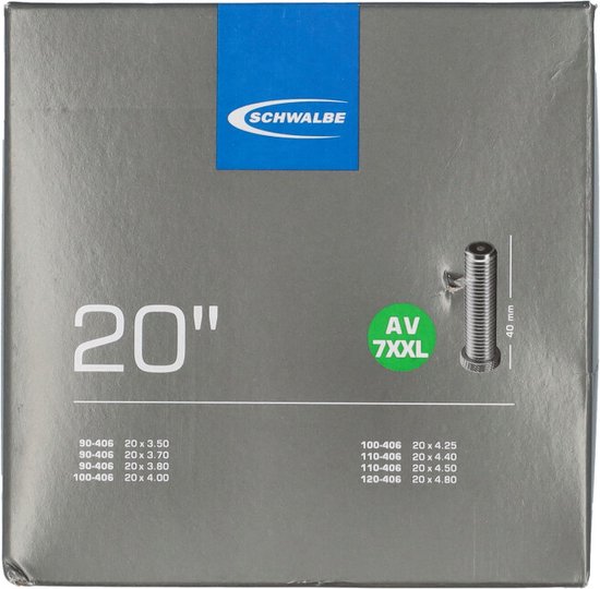 Schwalbe Binnenband av7xxl 20 inch 20x4.00 (100-406) av 40mm (fatbike)