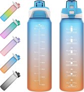 Sportdrinkfles 1 liter - BPA-vrije Waterfles met Tijdmarkering en Fruitfilter - Fitness & Crossfit Drinkfles - Volwassenen - Kinderen