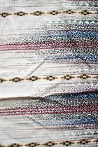 Viscose met gemixte print beige, rood en blauw 2 meter - modestoffen voor naaien - stoffen