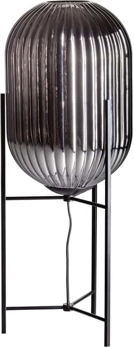 ETH Tafellamp Glamm L 30cm smoke glass ribbel / zwart