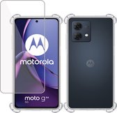 Hoesje geschikt voor Motorola Moto G84 + Screenprotector – Tempered Glass - Extreme Shock Case Transparant
