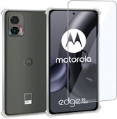 Geschikt voor Motorola Edge 30 Neo Hoesje + Screenprotector – Gehard Glas Cover + Shock Proof Case – Transparant