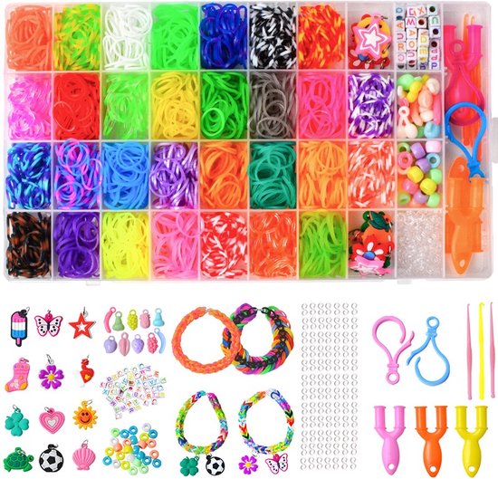 Foto: Botc loombandjes starterspakket 1800 delig 30 kleuren loomelastiekjes loomen loom pakket