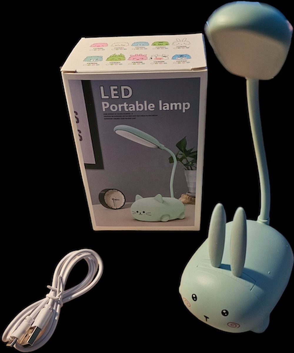 OGS - Kinder bureau lamp - Konijnen lamp blauw - Lamp van konijn - Led lamp - Bureau licht - Kinderkamer lamp - Leeslamp - Konijnen Leeslamp