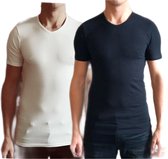 Dice mannen T-shirts met hoge V-hals wit/zwart maat S