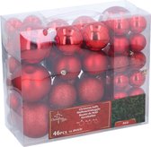 Cadeau de Noël Set de Boules de Noël Rouge - 46 pièces Boules de Noël en plastique - Décorations de Noël