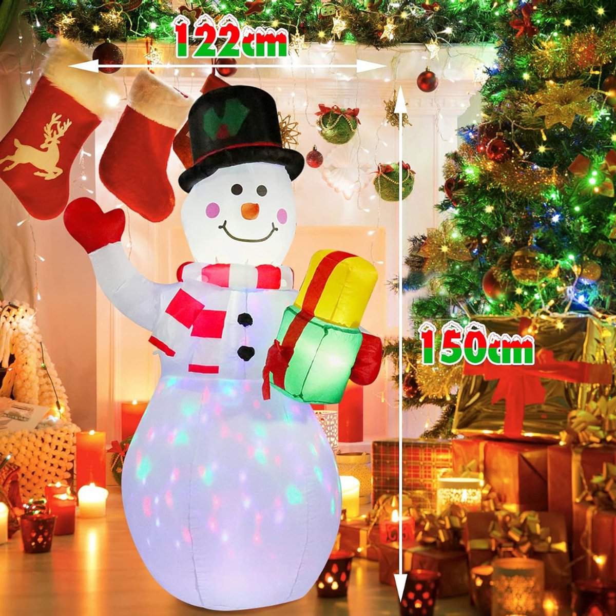 Bonhomme de Neige Gonflable 1,8M Lumineux à LED avec 3 Pingouins Sac de  Sable Intégré 4 Piquets et 4 Cordes Décoration Noël - Costway