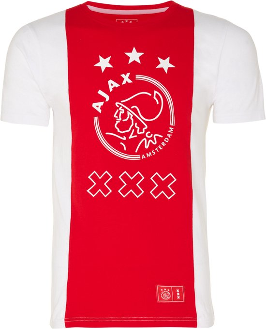 Ajax-t-shirt wit/rood/wit logo kruizen M