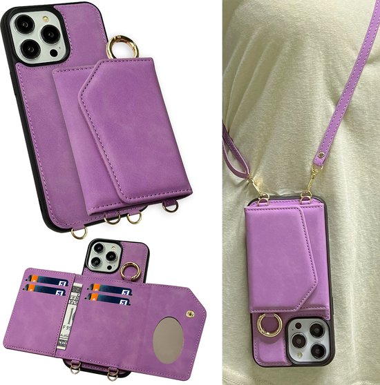 Casemania Hoesje voor Apple iPhone 15 Pro Max Bright Lila Luxe Back Cover 2 in 1 met...