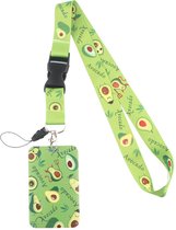 Badgehouders - pashouder met keycord happy avocado - uitschuifbaar - sleutels en passen - telefoonkoord