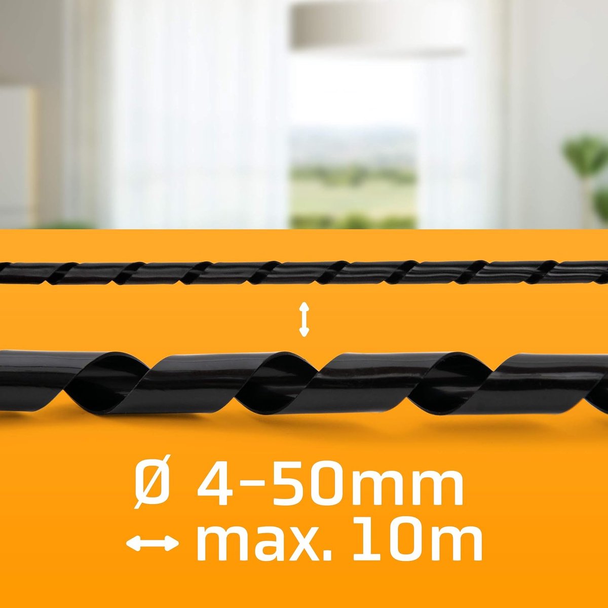 Kabelspiraal kabelslang 10 m 4-50 mm zwart spiraalkabelslang spiraalslang wikkelband beschermslang kabelbescherming kabelmantel