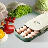 Eierbox voor koelkast, eieropbergdozen met 21 eieren, opbergdoos van kunststof, herbruikbare stapelbare eiermand, eierhouder, eierhouder, eierhouder, eierhouder, houder (groen)