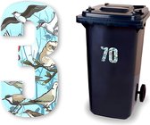 Huisnummer kliko sticker - Nummer 3 - Vogels - container sticker - afvalbak nummer - vuilnisbak - brievenbus - CoverArt