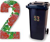 Huisnummer kliko sticker - Nummer 2 - Rozen - container sticker - afvalbak nummer - vuilnisbak - brievenbus - CoverArt