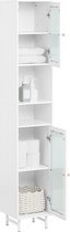 Armoire de salle de bain Simpletrade - Armoire haute - Porte en Verres - Planches réglables - Durable - Wit - MDF
