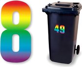 Huisnummer kliko sticker - Nummer 8 - Regenboog - container sticker - afvalbak nummer - vuilnisbak - brievenbus - CoverArt