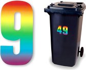Huisnummer kliko sticker - Nummer 9 - regenboog - container sticker - afvalbak nummer - vuilnisbak - brievenbus - CoverArt