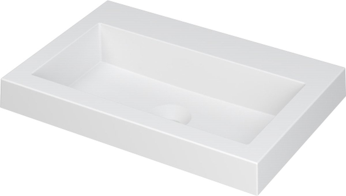 INK® Dock wastafel polystone zonder kraangat 60x6x40cm, mat wit