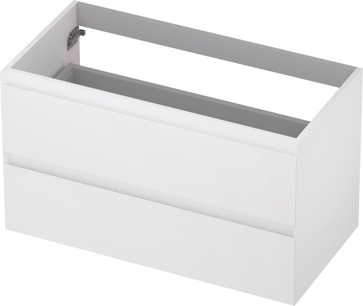 INK® wastafelonderkast 2 laden greeploos gelakt 90x45x52cm, mat wit