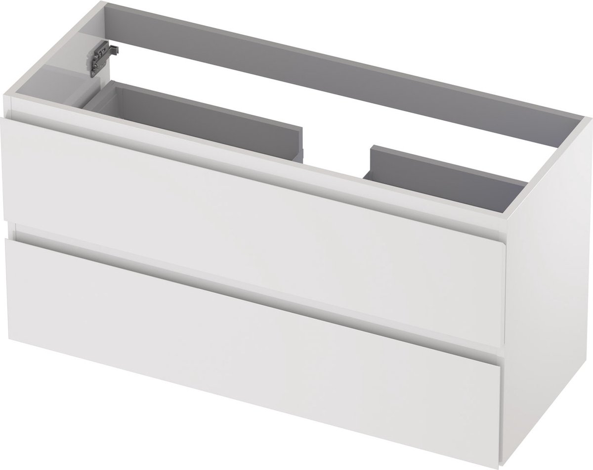INK® wastafelonderkast 2 laden greeploos gelakt 100x40x52cm, hoogglans wit