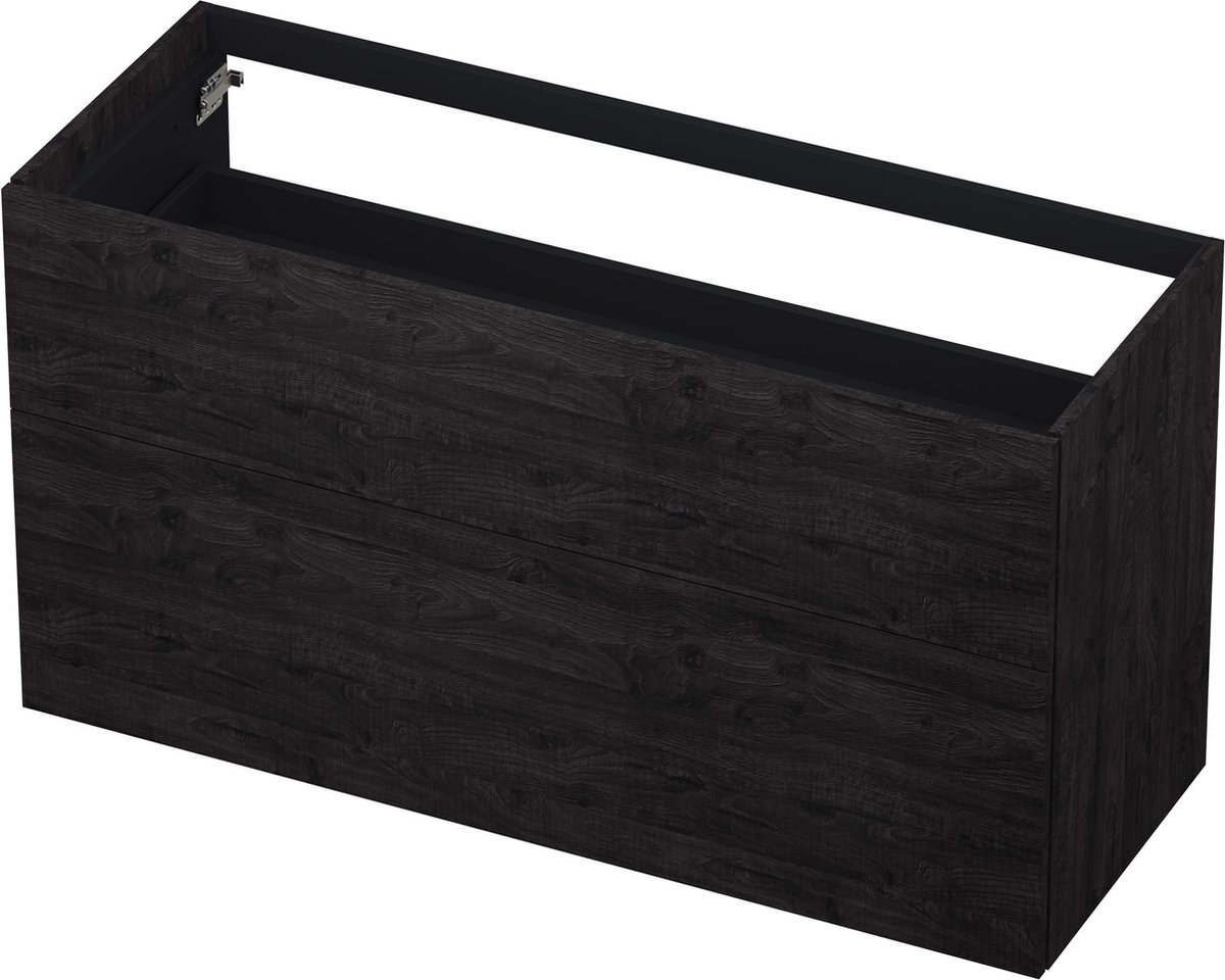 INK® wastafelonderkast 2 laden greeploos push to open hout decor 120x45x65cm, houtskool eiken