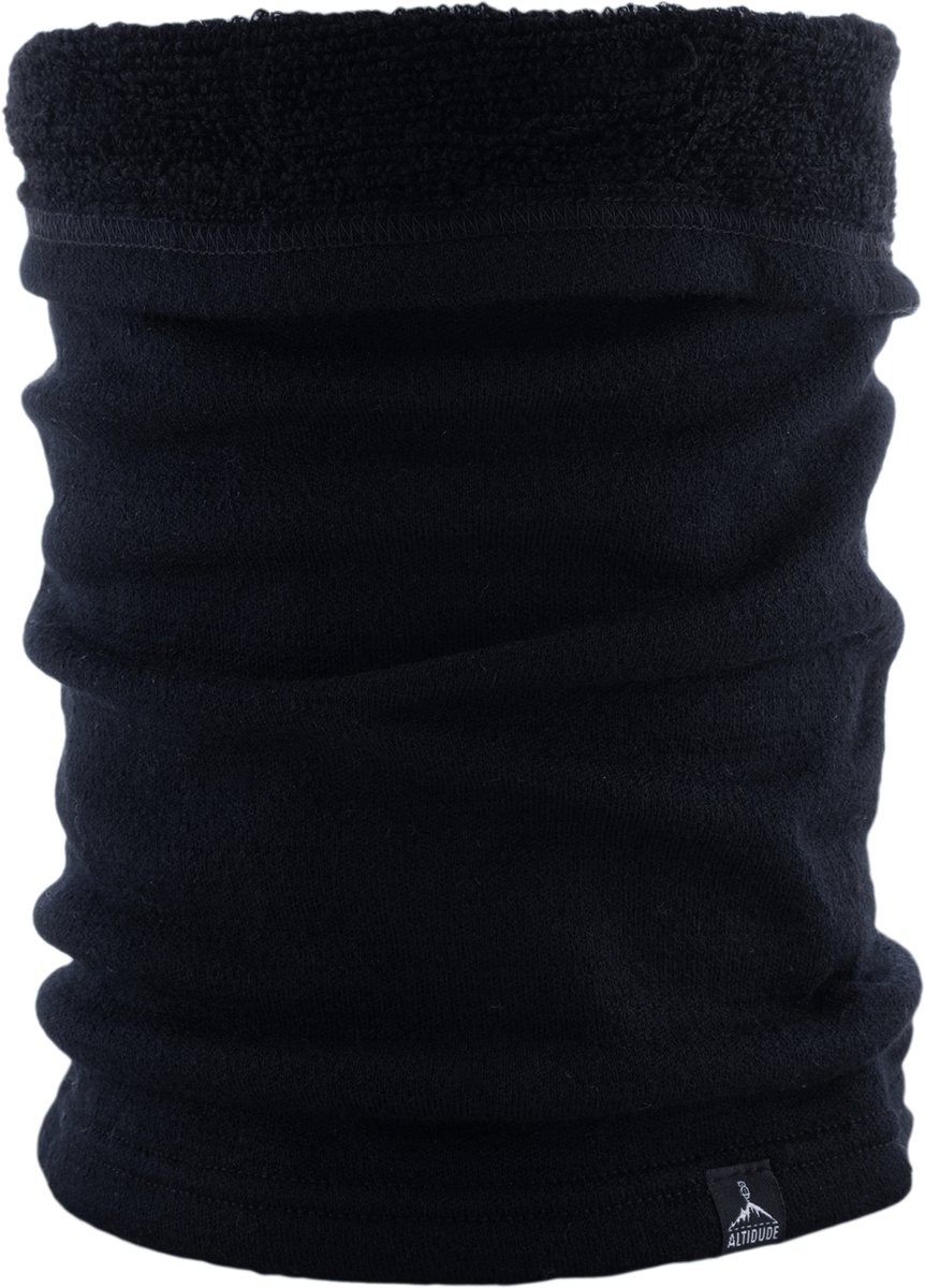 Altidude TERRYTUBE Black Unisex, multifunctionele colsjaal, te dragen als sjaal, hoofdband, bivakmuts, muts, 100% scheerwol (Merino), passend bij Motion en Plain