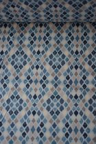 Tricot blauw met argyle print 1 meter - modestoffen voor naaien - stoffen