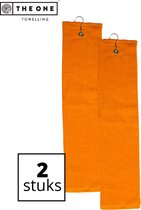 The One Towelling Golfhanddoeken - 40 x 50 - 2 Stuks - Sporthanddoek - Voordeelverpakking - Terry Velours - 100% Gekamd Katoen - Met metaal oog en karabijnhaak - Oranje