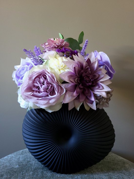 FLOWERZ Fleurs artificielles - Bouquet de soie - Fleurs en soie - Fausses fleurs - Bouquet artificiel - Bouquet de champ - Fleurs - Vase exclusif