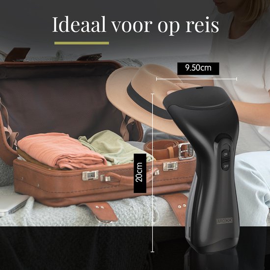 Luxoo Kledingstomer - Handstomer - Handstoomreiniger - Stoomstrijkijzer - Stomer kleding - voor op reis - Zwart