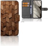 Book Style Case geschikt voor Google Pixel 8 Wooden Cubes