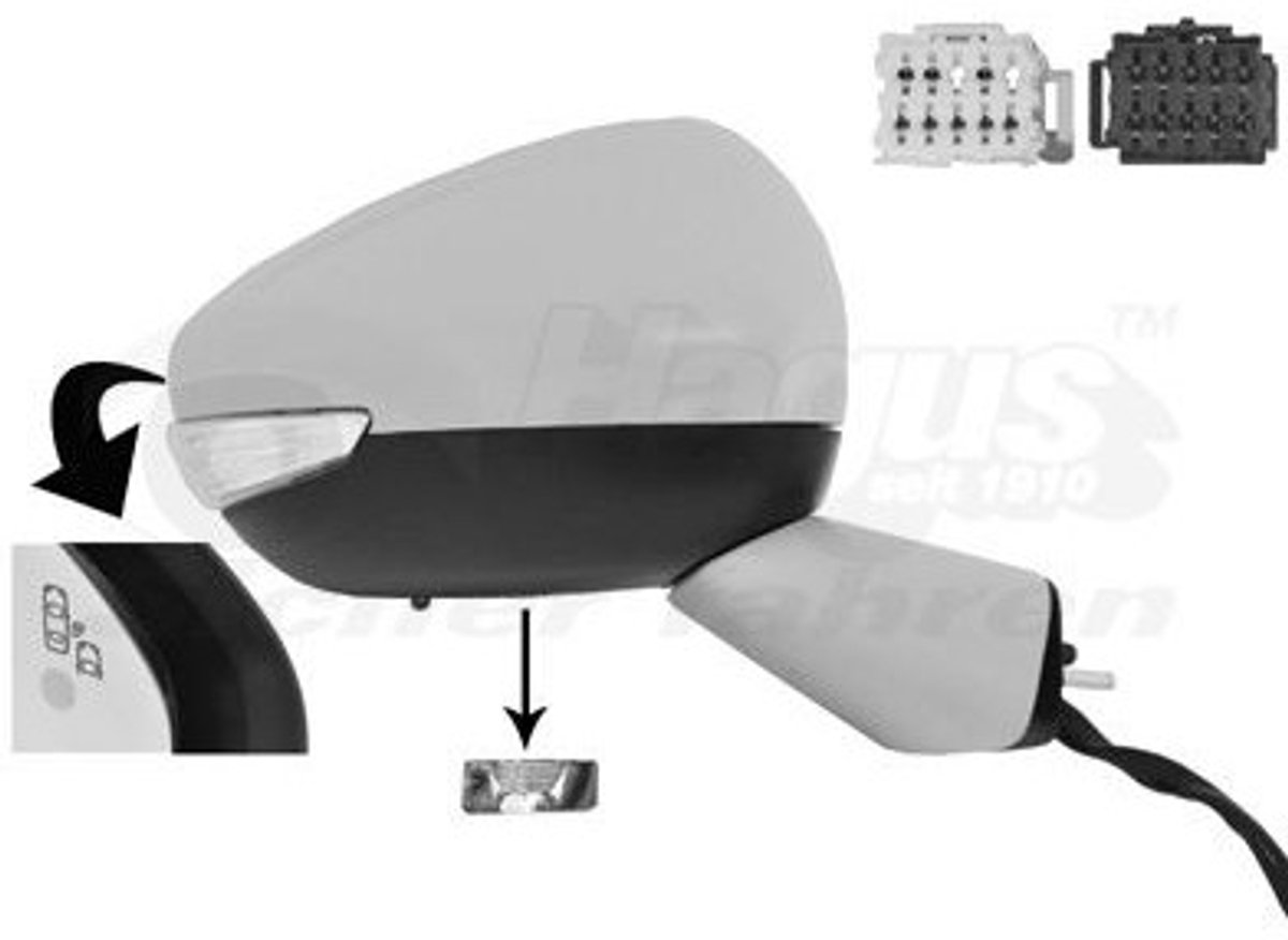 VanWezel 0979828 - Rétroviseur éléctrique complet droit pour Citroen C4 picasso de 2013 à 2016